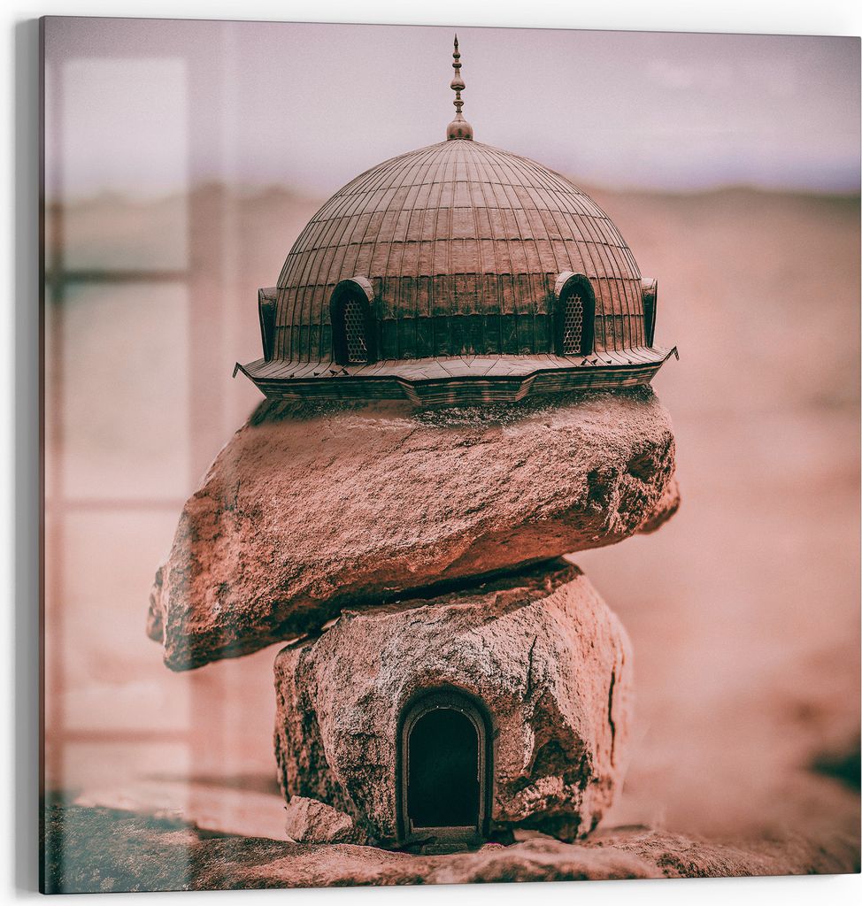 DEQOART Magnettafel Glas 50x50 cm 'Wüstenbalancierer' beschreibbar Whiteboard Küche