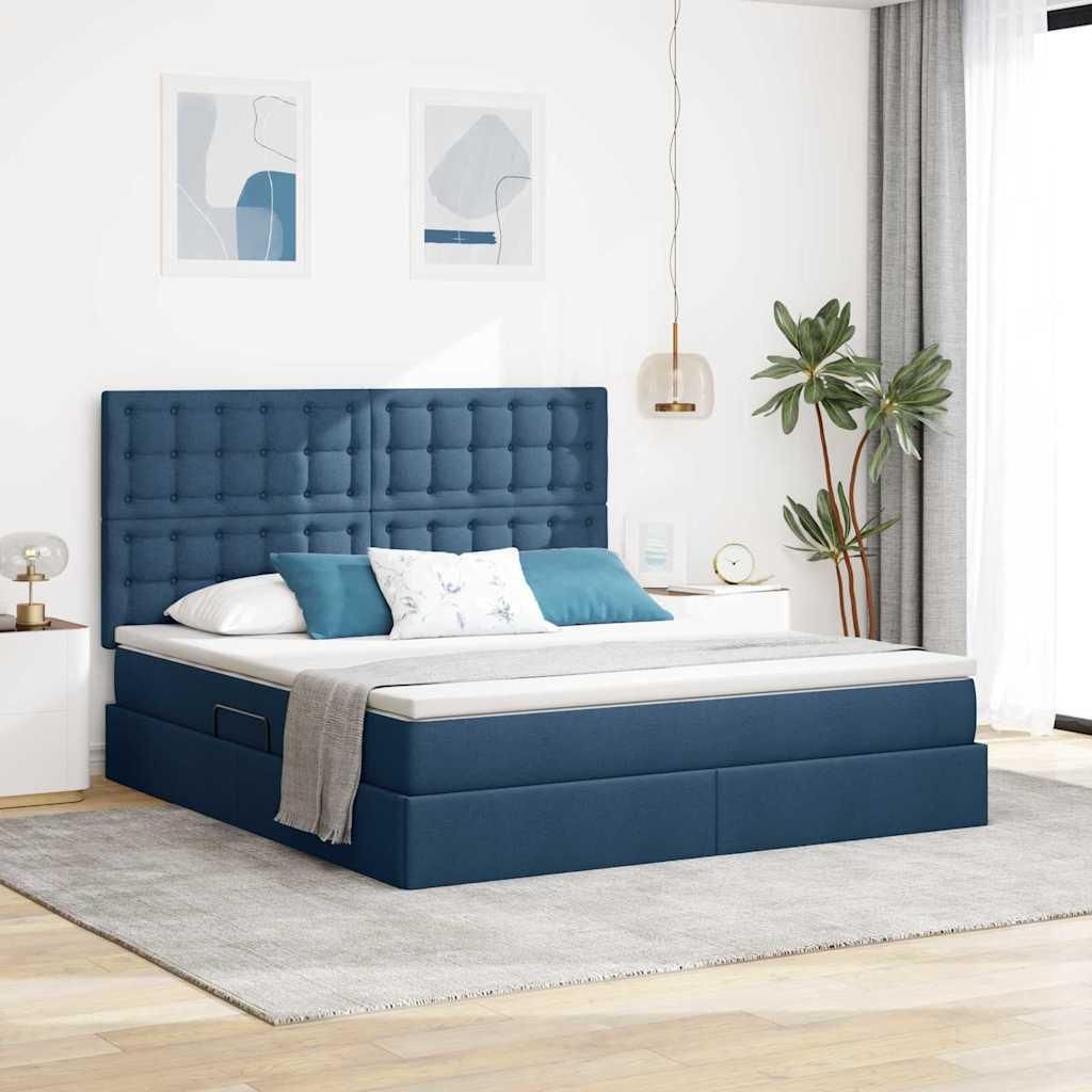 Maison Exclusive - Aufbewahrungsbett mit Matratze Blau 160 x 200 cm Polyester