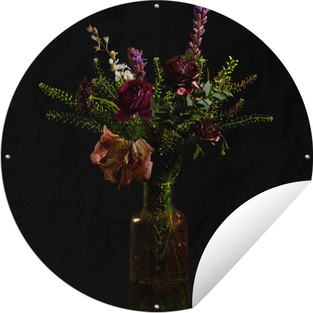 MuchoWow Gartenposter Outdoor-Poster Rund Blumen - Farben - Stilleben Ø 120 cm Gartendeko Rundes Poster draußen