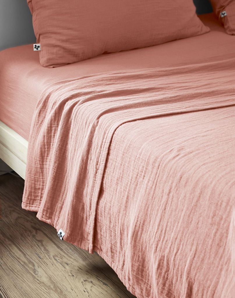 Bettlaken 270 x 300 cm GAÏA Pfirsichrosa Produktbild 