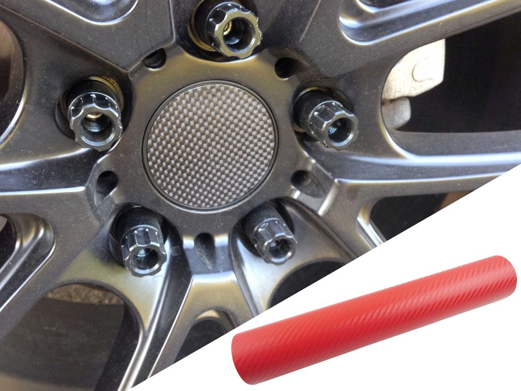 4x Alufelgen Felgen Naben Deckel Design Folie Carbon Rot für viele Fahrzeuge