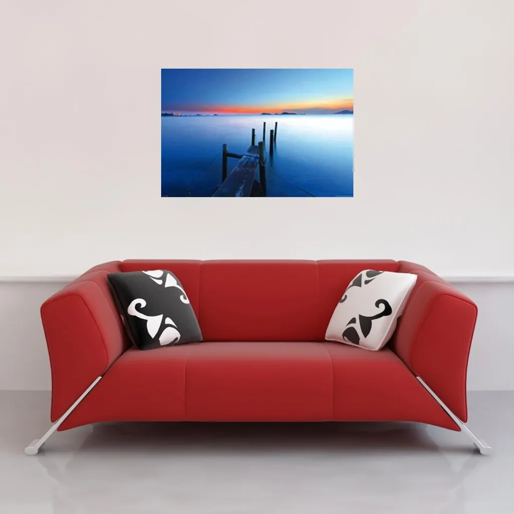 Poster Jetty Coucher de soleil et baguettes Alu 93,5 cm Premium - 2