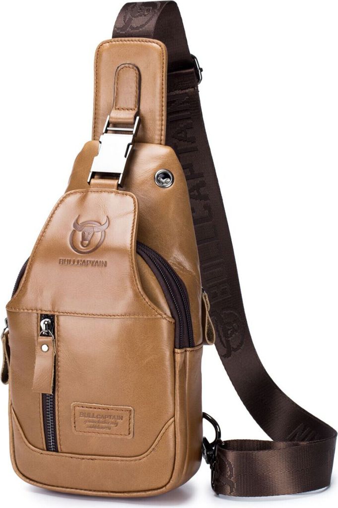 OKWISH Schultertaschen aus echtem Leder, Umhängetasche, Crossbody Tasche, Umhängetasche Herren Leder Vintage Stil, Praktische mit vielen Fächern...