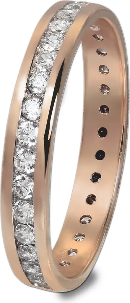 Bague scintillante en or rose 333 avec zircon de haute qualité T. 58