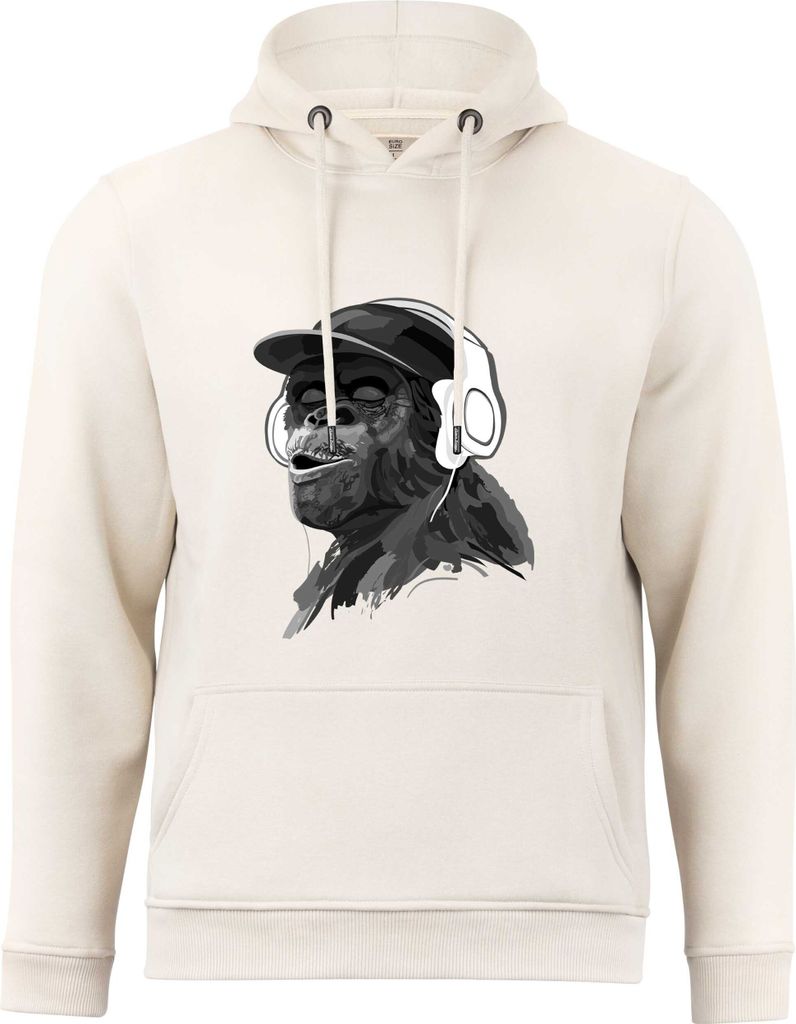 Cotton Prime Kapuzensweatshirt mit Affenmotiv - Monkey mit DJ-Kopfhörer 3XL sand