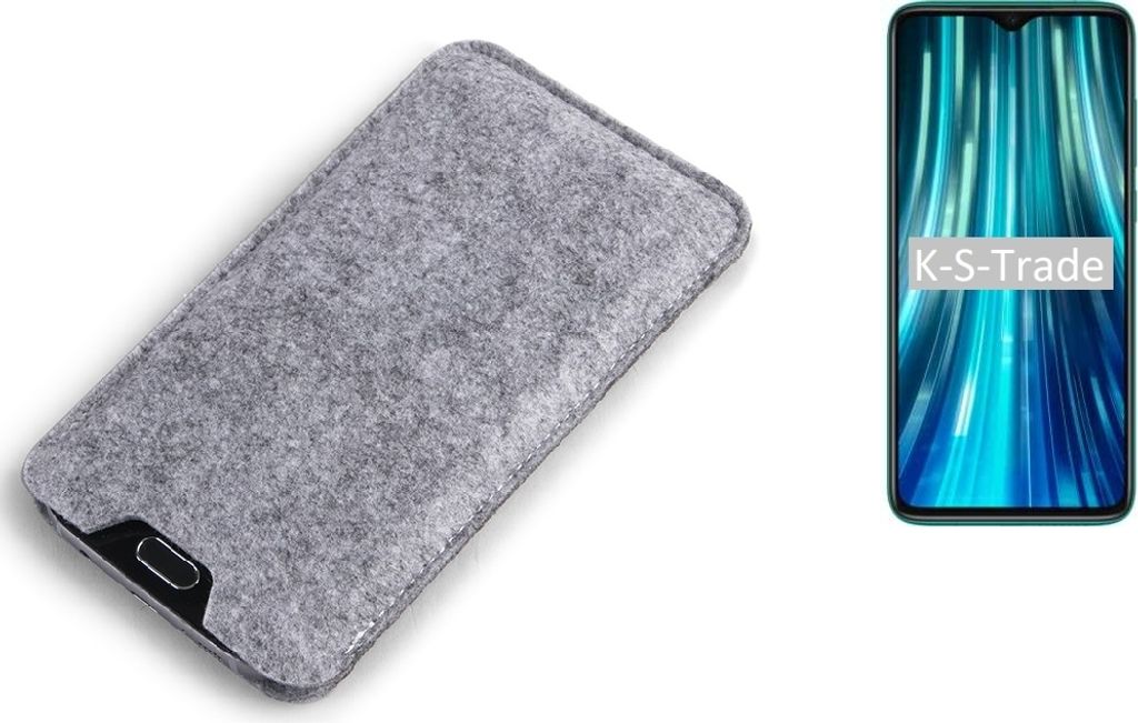 K-S-Trade Filz Handyhülle kompatibel mit Xiaomi Redmi Note 8 Pro Schutzhülle Filztasche Filz Tasche Case Sleeve Handy Hülle Filzhülle grau