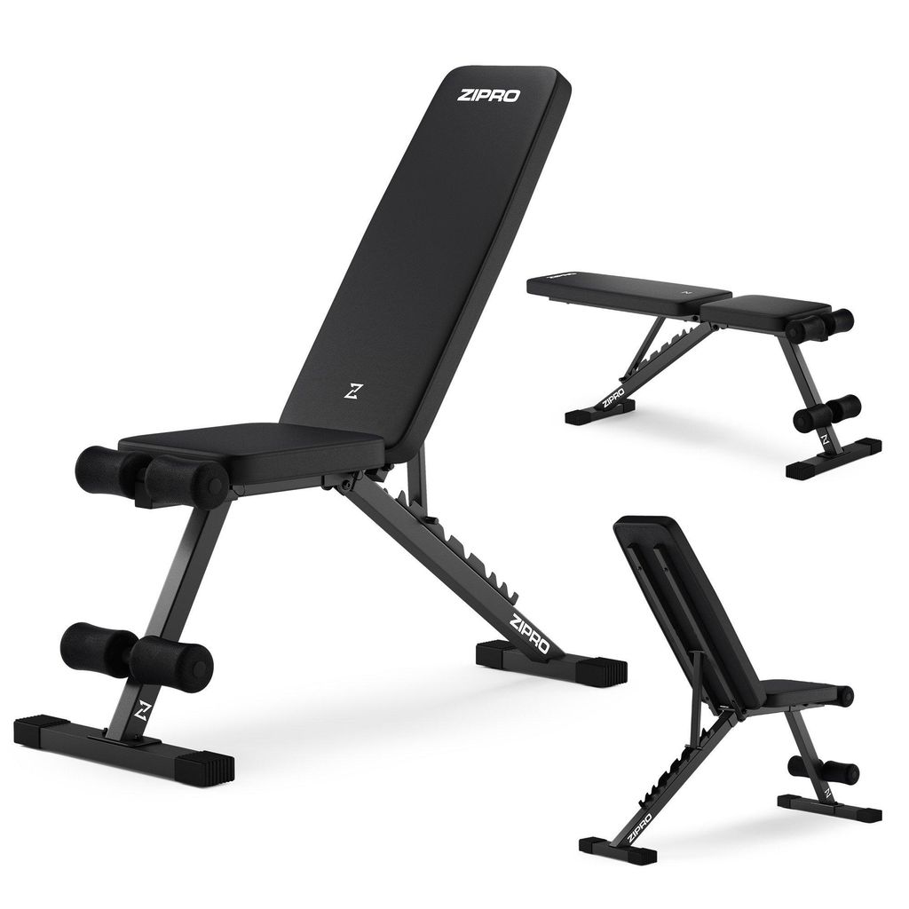 ZIPRO Stride Hantelbank Klappbar - Trainingsbank Verstellbar 300 kg Flachbank Schrägbank Negativbank Kraftstation Fitnessgerät für Zuhause
