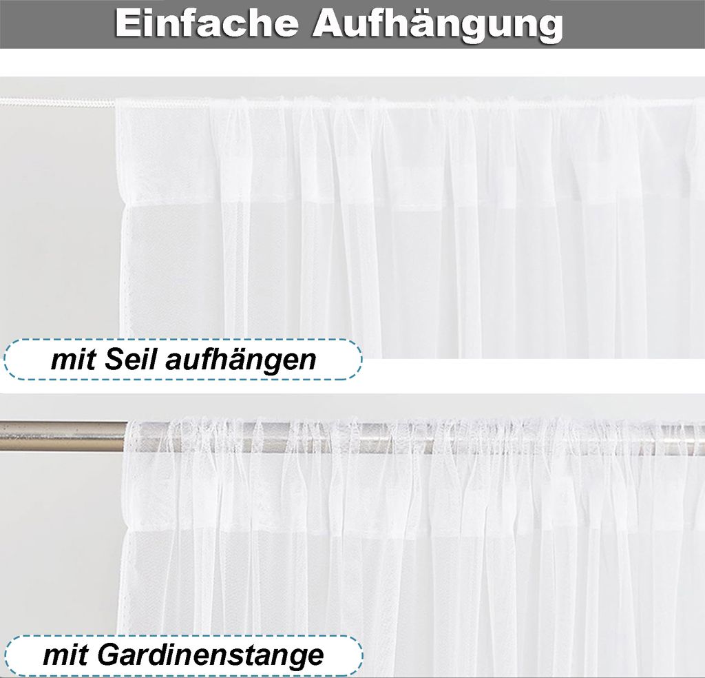 2er Set Gardine Außen Moskitonetz Stangendurchzug, Produktbild 6