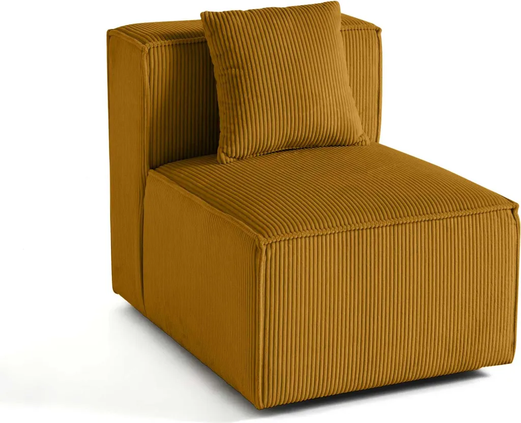 Lisa Design Arty module d'assise en velours côtelé jaune moutarde - 2