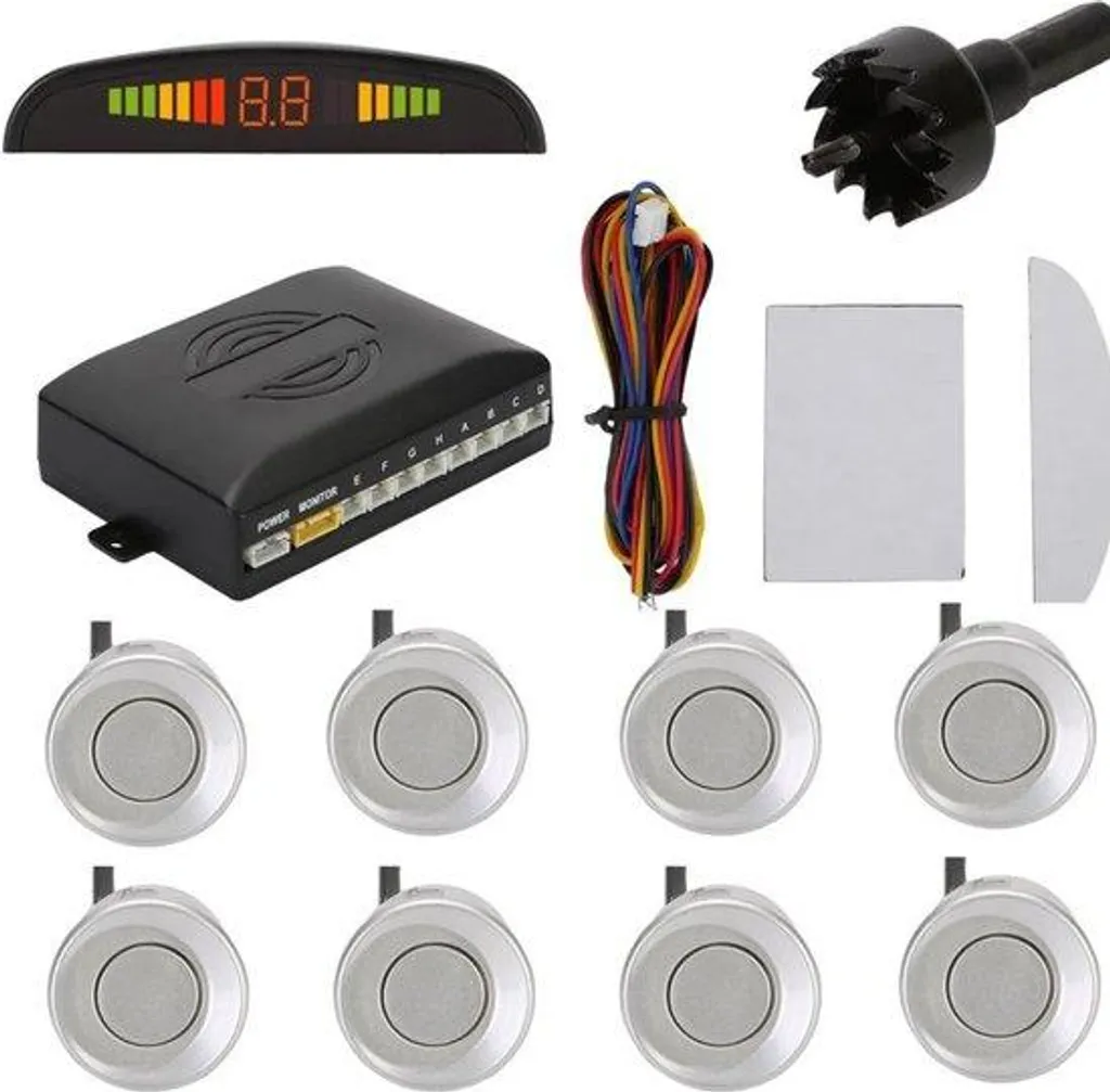 Capteurs de recul sans fil avec 8 sondes pour aide au stationnement LCD