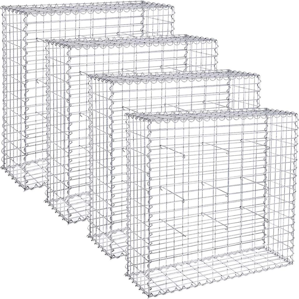 SONGMICS Gabione 4 Stück 100 x 90 x 30 cm Steinkorb für Produktbild 
