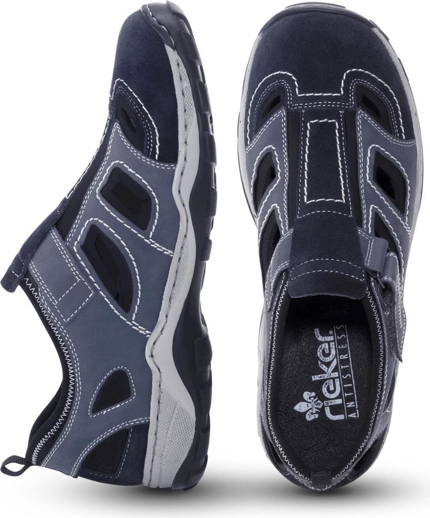 Rieker Herren Klett Halbschuh durchbrochen dunkelblau 44 Produktbild 105
