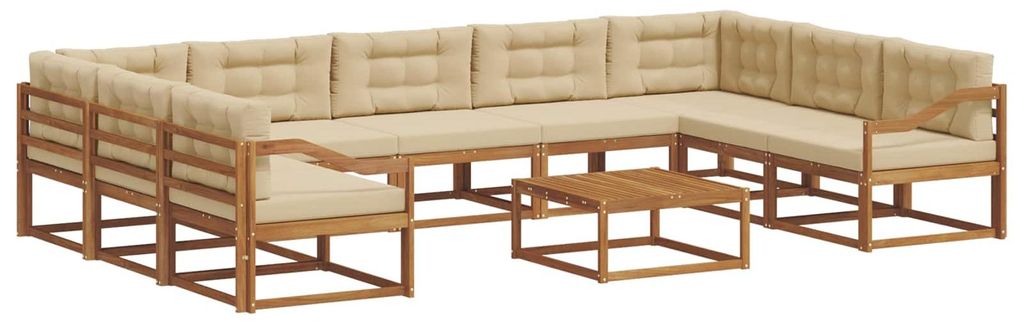 vidaXL Outdoor-Sofagarnitur mit Kissen 10 pcs Natur und Beige