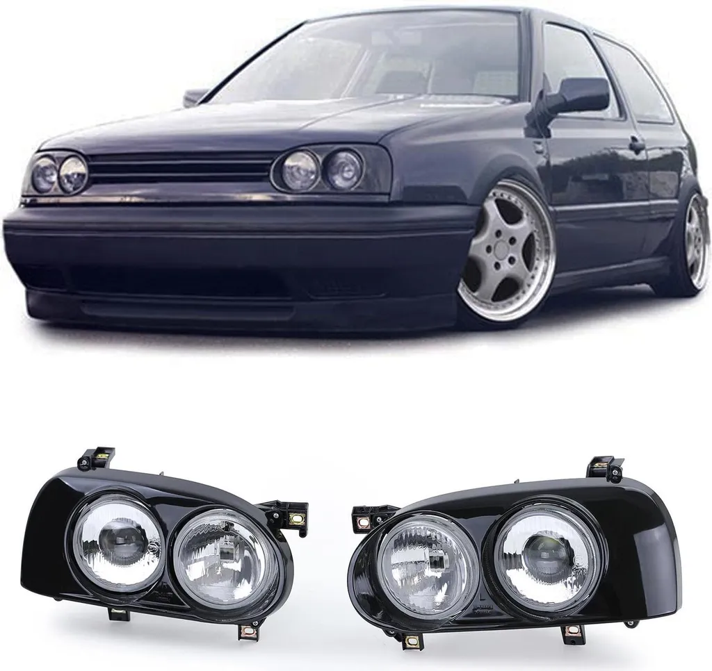 Bloc Optique Avant Double Phare Noir pour Volkswagen Golf III 91-97
