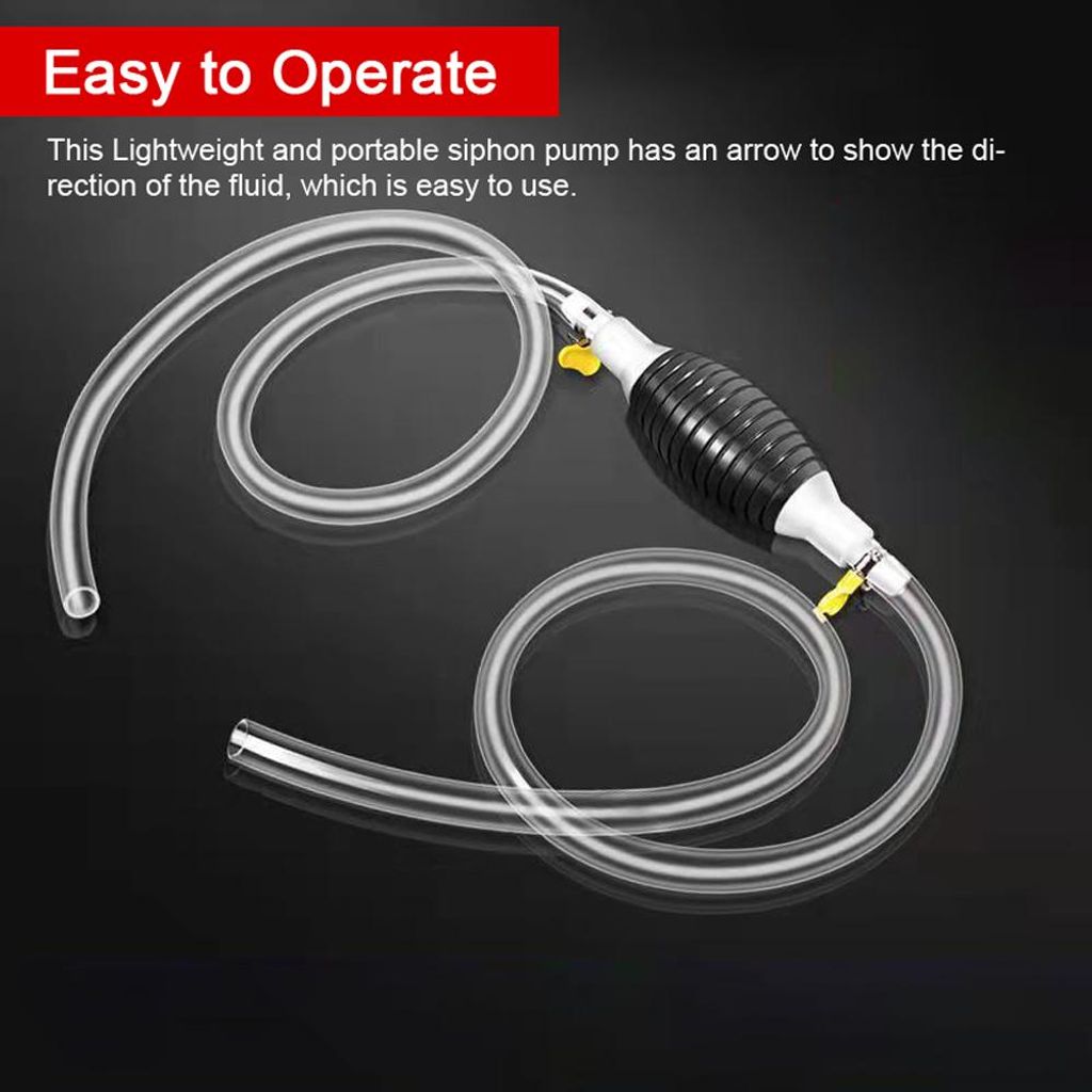 Siphonpumpe für Benzin, Wasser, Handkraftstoffpumpen, tragbar, manueller Transfer mit 1,5 m Schlauch