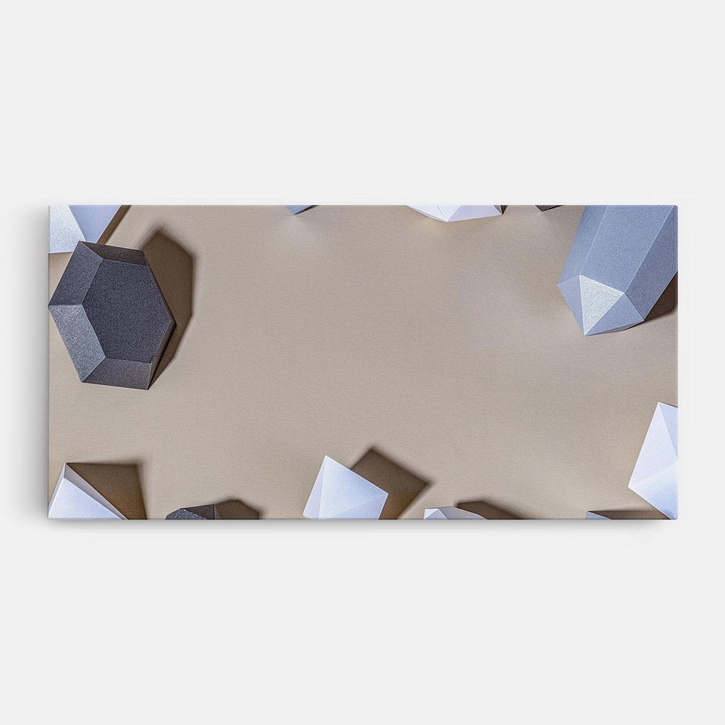 ARTHUB Leinwandbild 50x100 cm, Geometric 3d Shapes | Wohnzimmerdekoration, Hängende Bilder, Wanddekoration, Heimdekoration, Abstrakte, Geometrische