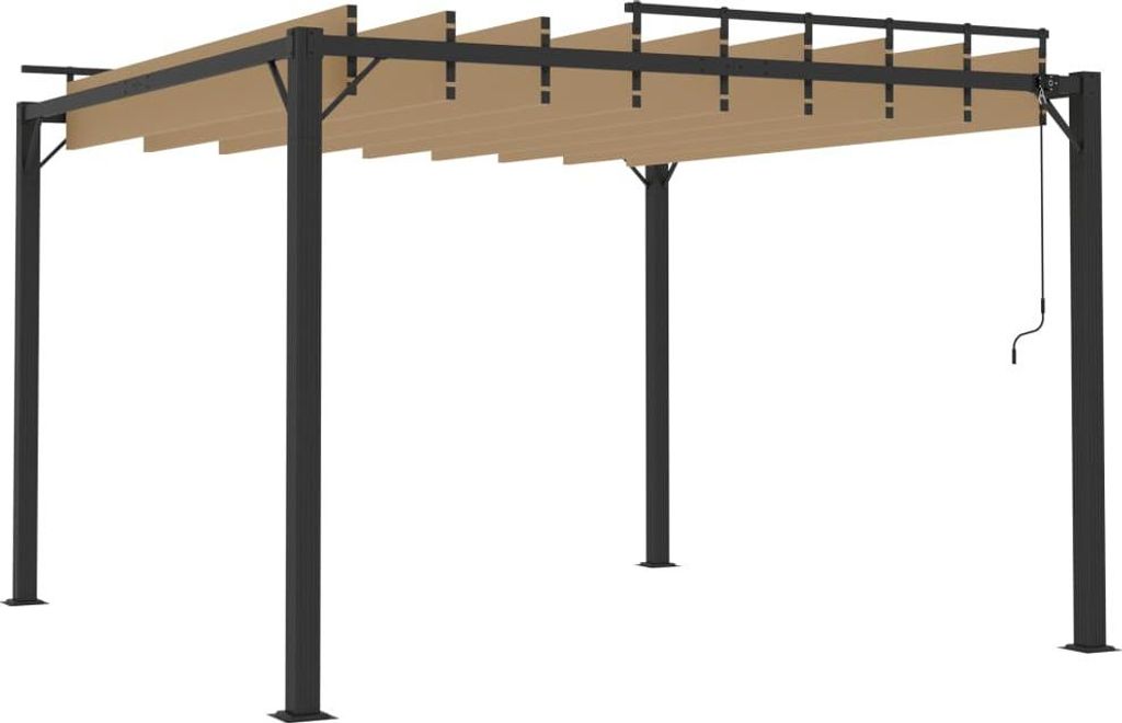 vidaXL Pergola mit Lamellendach 3x3 m Taupe Stoff und Aluminium
