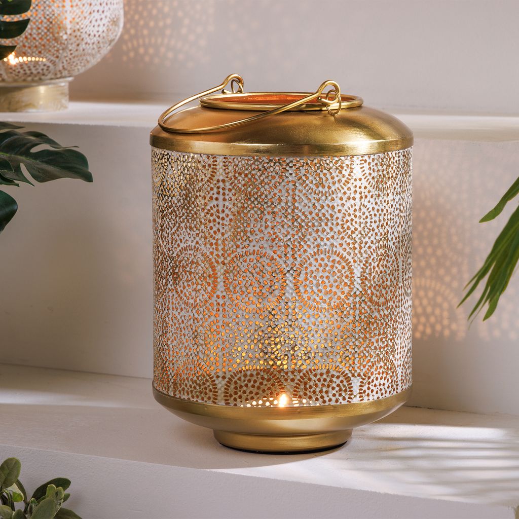 riess-ambiente Deko Windlicht ORIENT 25cm gold Metall mit Patina Laterne Kerzenständer Dekoration