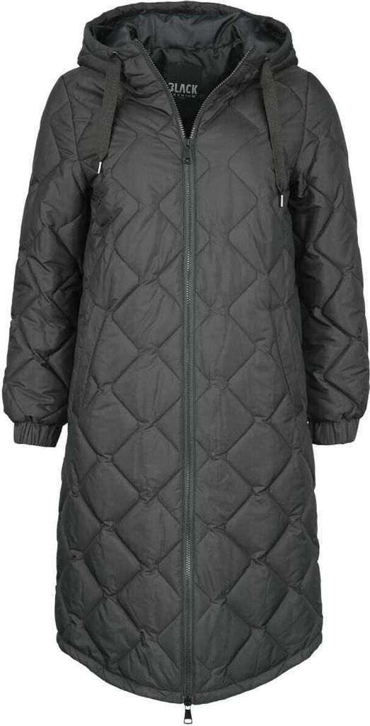 Black Premium by EMP Damen schwarzer Steppmantel mit Rautensteppung S