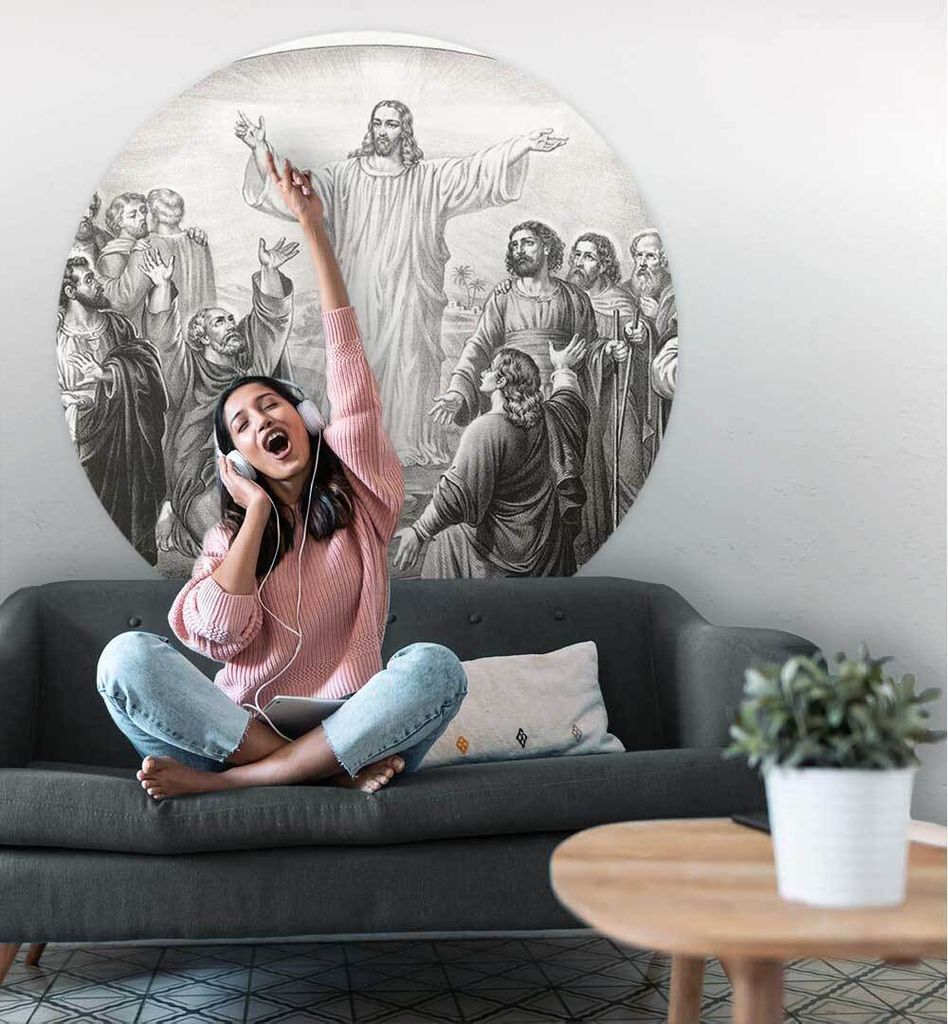 Fototapete Jesus Spirituell rund, Material:Premium Vlies 150g/qm, Größe Tapete:195cm rund