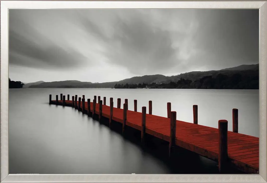 Quadro Moderno Jetty Pontile Rosso Cornice Shinsuke Alluminio 61x91,5