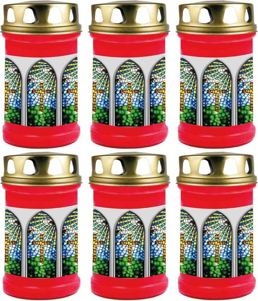 Grabkerze Rot 6er Pack, Brenndauer: 48 Stunden ( je Kerze Produktbild 
