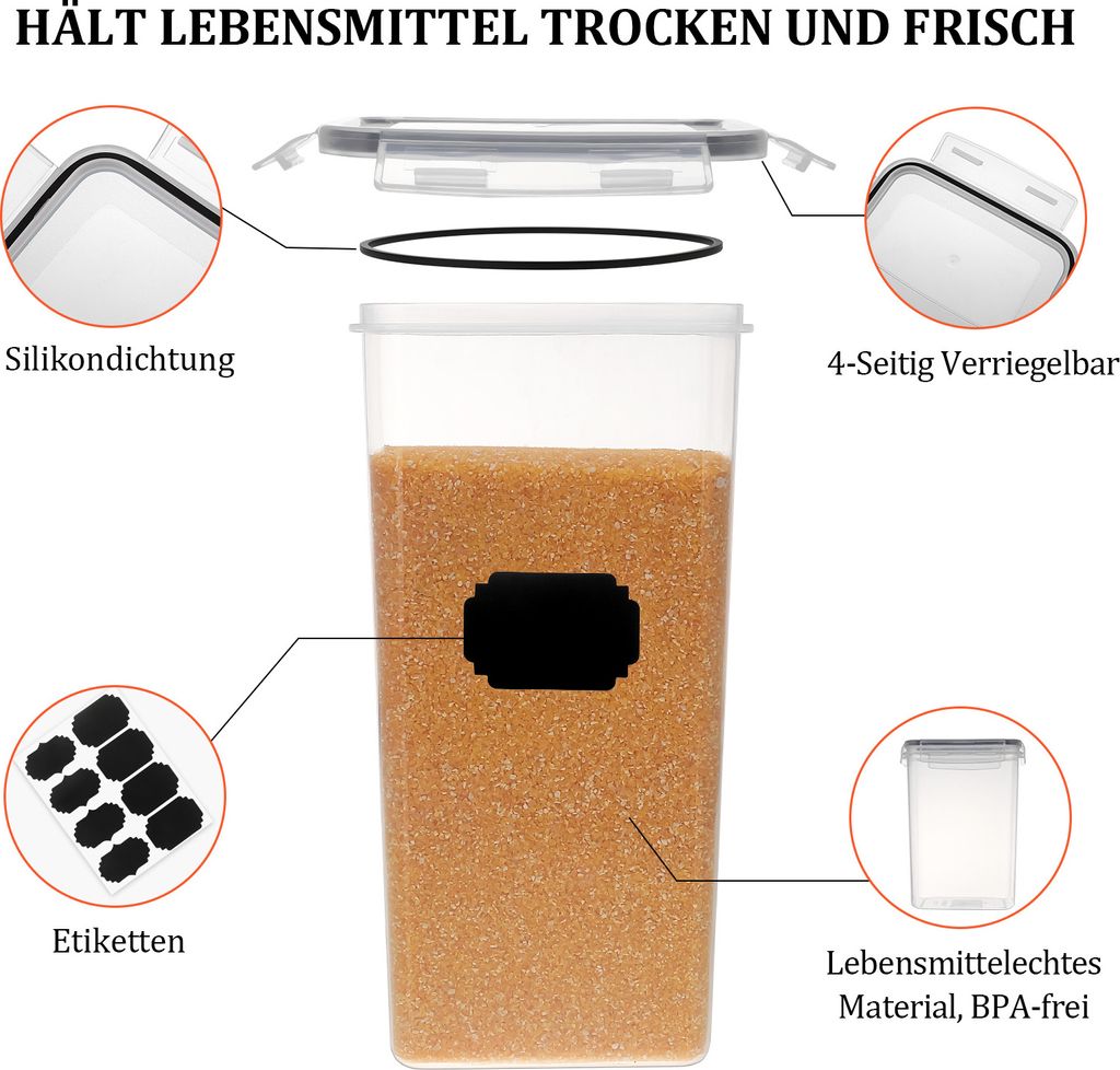 24er Set 2.8L 2.0L 1.4L 0.8L Vorratsdose, Vorratsbehälter Produktbild 4
