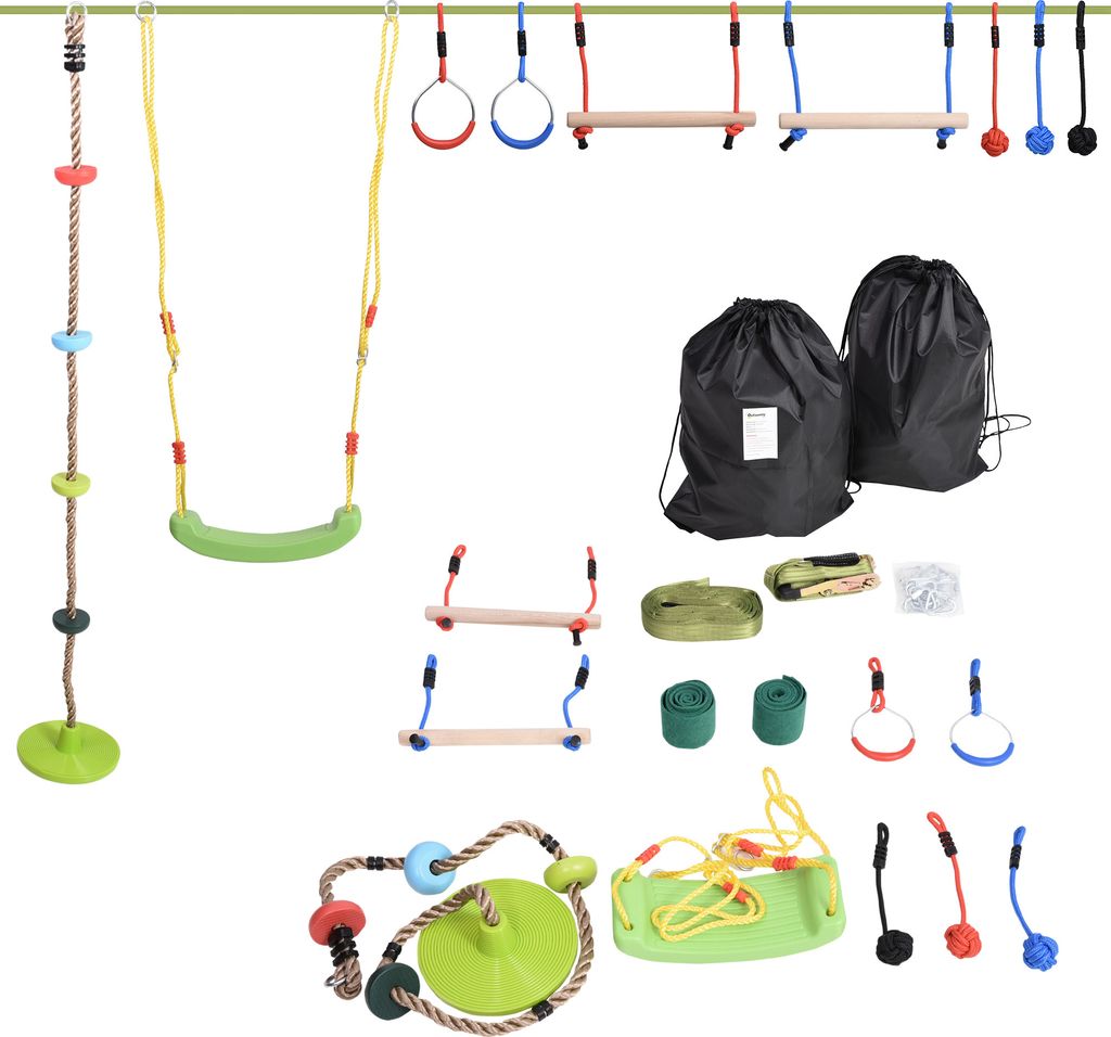 Outsunny Ninja Slackline Set hängende Hindernisse für 5-12 Produktbild 