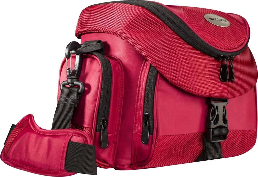 Mantona Premium Fototasche rot/schwarz, mit viel Stauraum, gepolstert mit Zusatzfächern, Umhängetasche für DSLM & DSLR Kameras, Aufbewahrungstas...