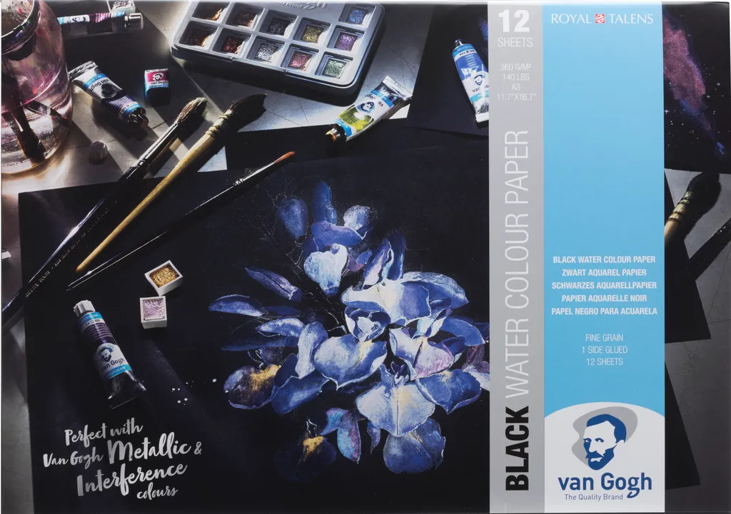 Blocco di carta per acquerello Van Gogh Black, 12 fogli, 360 g, 42 x 29,7 cm (A3)