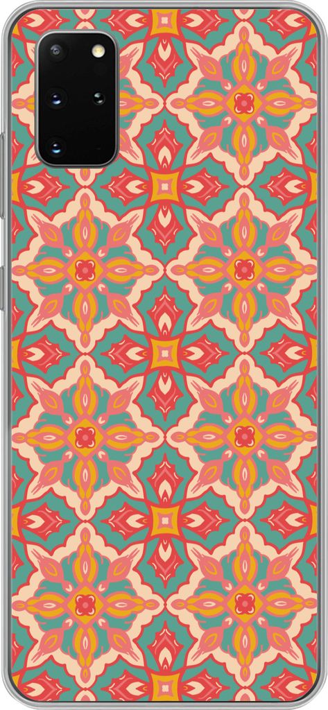MuchoWow Handyhülle Schutzhülle Hülle für Telefoonhoesje Samsung Galaxy S20 Plus Muster - Hippie - Orange Silikon Softcase Handy Hülle - Har...