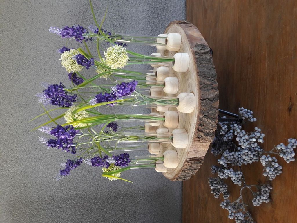 Reagenzglas Vase aus Holz, Packung mit 2 Stück, in zwei Größen wählbar, Größe:h.15 Ø2cm