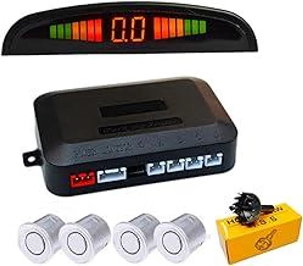 Kit 4 Sensori Parcheggio Argento con Display LED - Alta Precisione Universale