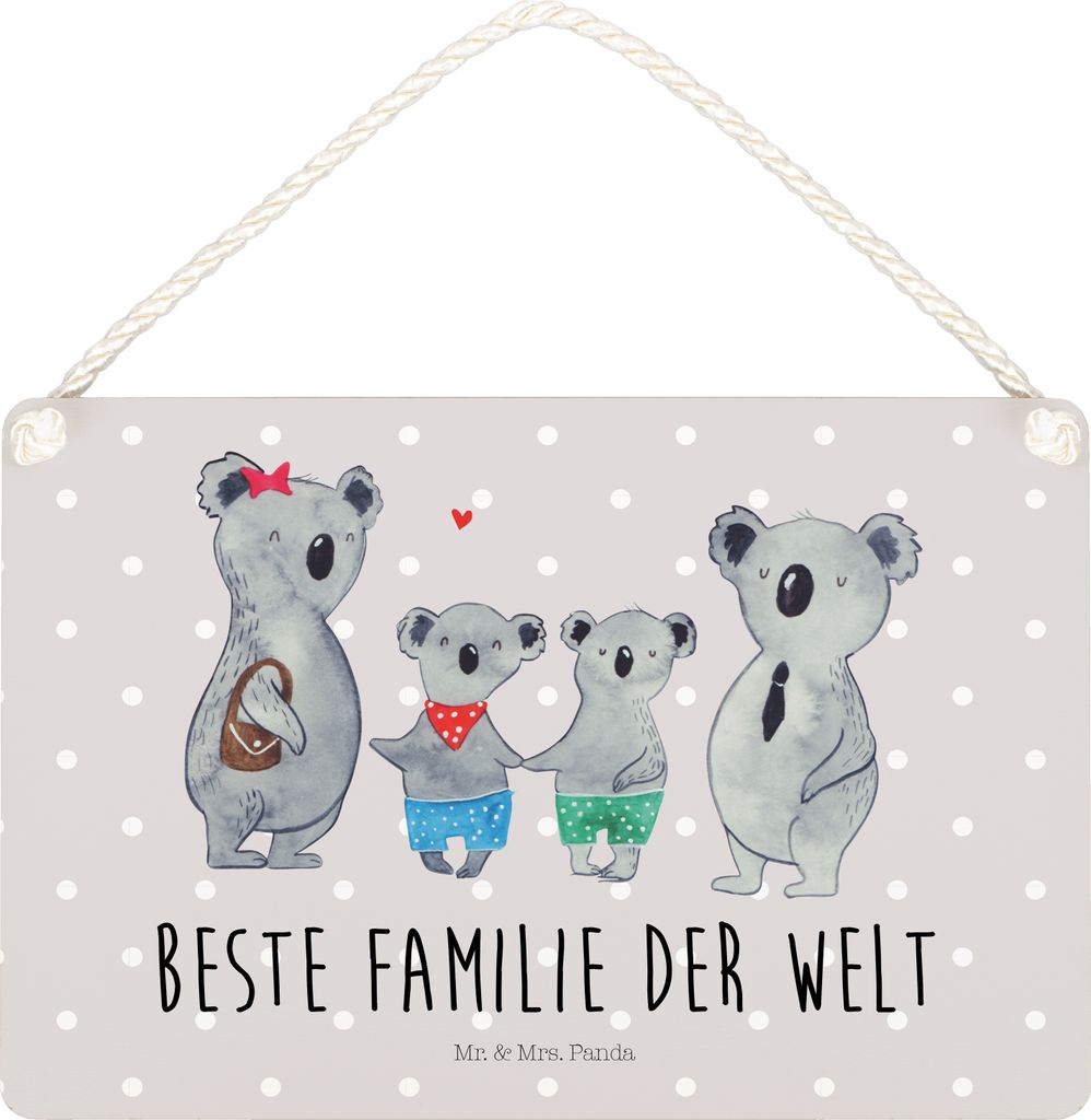 Mr. & Mrs. Panda Schild Koala Familie zwei DIN A5 - Grau Pastell - Geschenk, holzbild, Holzschild, Türschild, hängeschild, Koalabär, Zusammen, M...