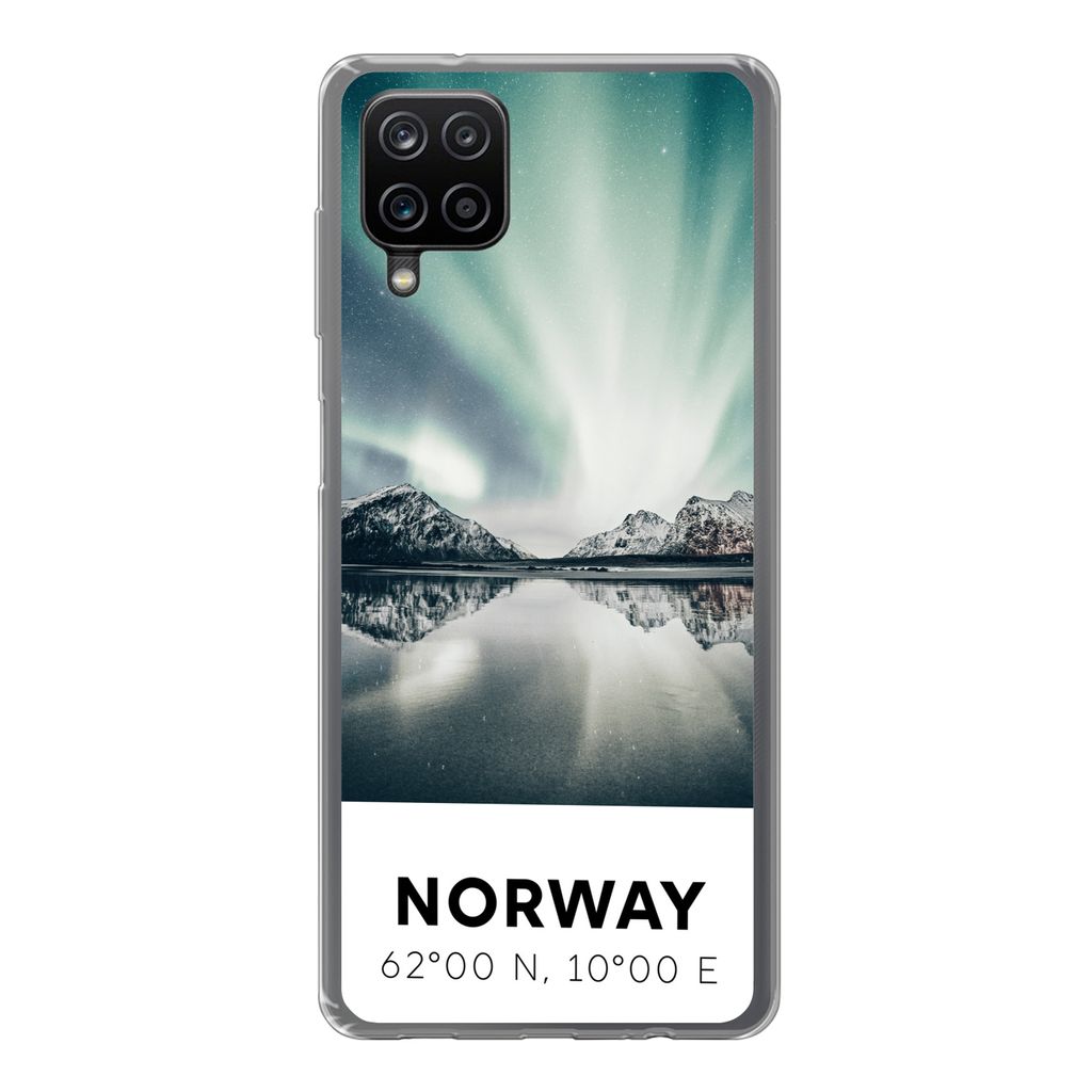 MuchoWow Handyhülle Schutzhülle Hülle für Samsung Galaxy A12 Norwegen - Nordlichter - See Silikon Softcase Handy Hülle - Bild