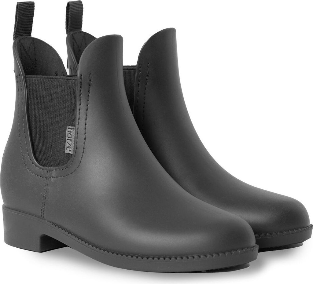 Horze Bonn Damen Gummi-Reitstiefeletten, Schwarz, 38