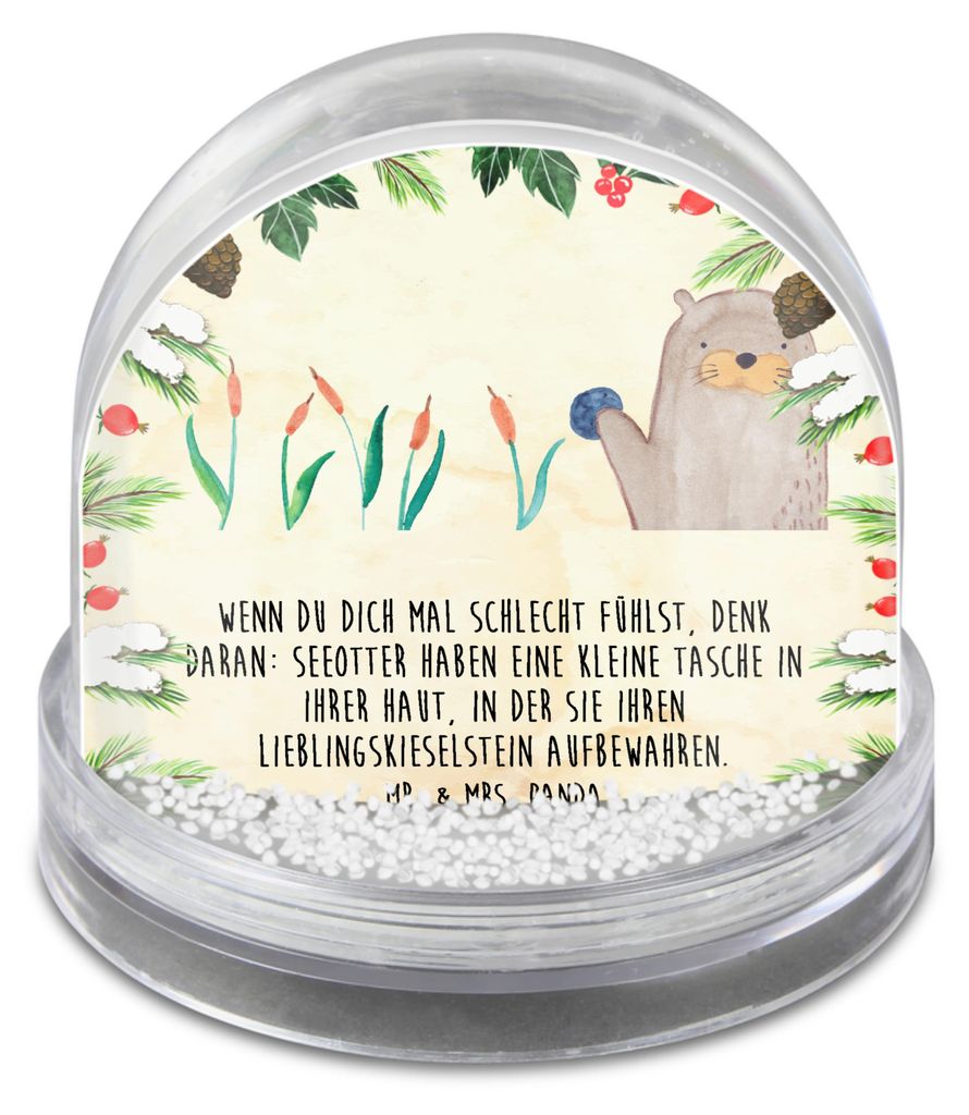 Mr. & Mrs. Panda Weihnachts Schneekugel Otter Stein - Naturpapier - Geschenk, Pflanzen, Weihnachten, dekoartikel, Witzige Fakten, Fun Facts, wasser...
