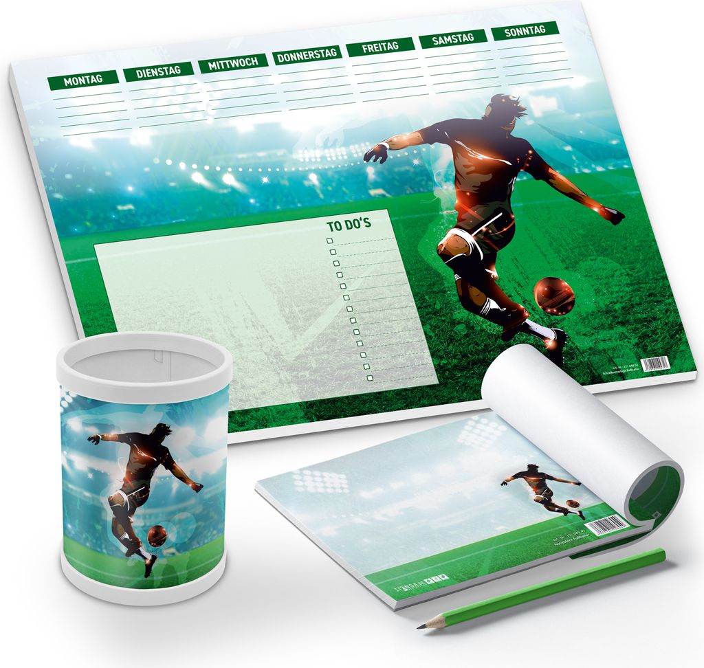 itenga Schreibtisch-Set Fußball 3-teilig Produktbild 
