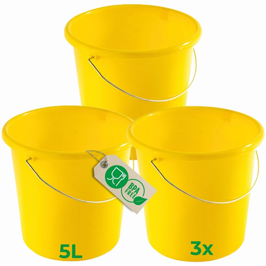 Novaliv 3 Stück Eimer 5L Gelb mit Maßeinteilung - Putzeimer Produktbild 