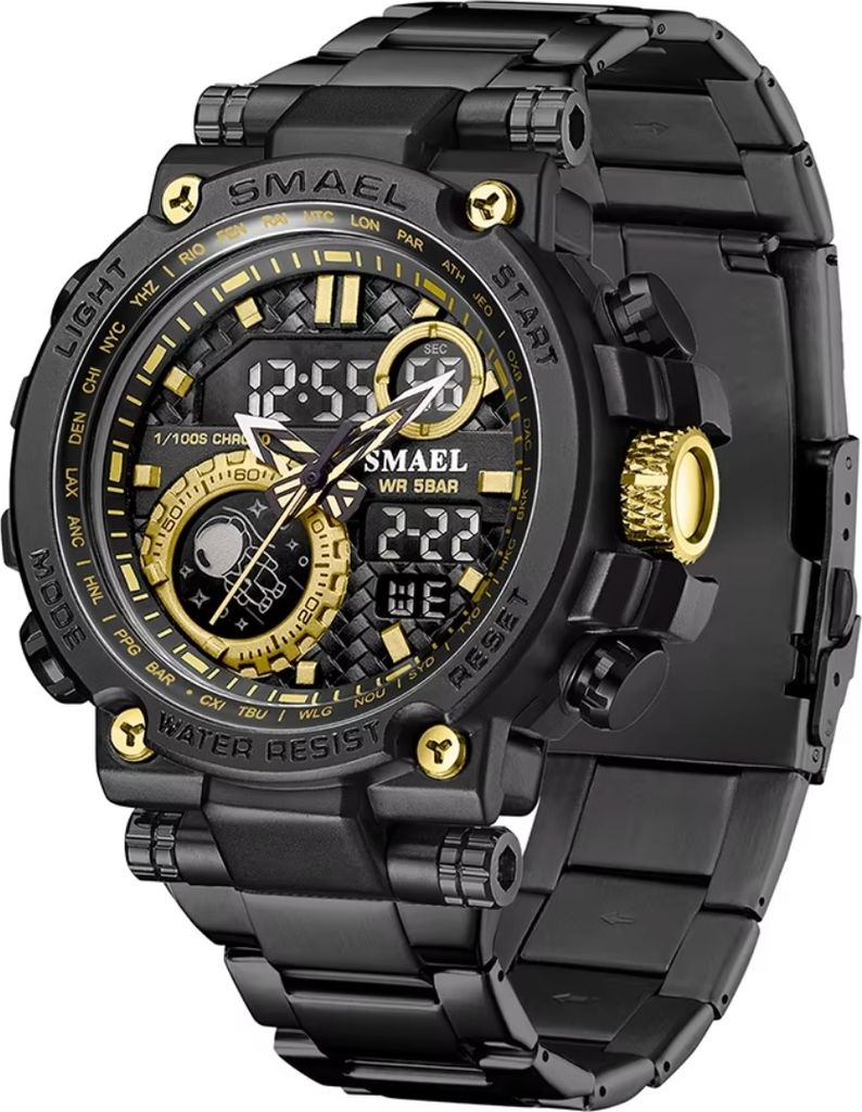 SMAEL Berto Uhr - Elegante Herrenuhr in Schwarz und Gold KP35285