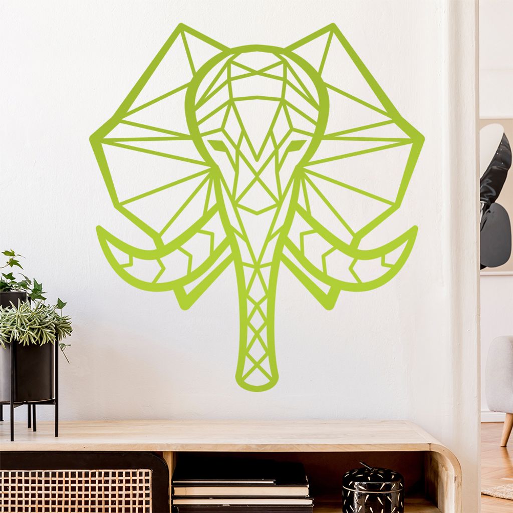 Elefant Rüssel Polygon Wandtattoo Wandaufkleber Wall Sticker - Dekoration, Küche, Wohnzimmer, Schlafzimmer, Badezimmer