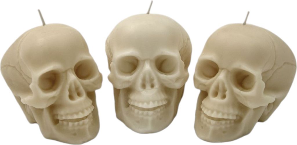 Halloween Totenkopf Kerzenset 3tlg. - Dunkles Geschenk für Gothic und Horror Fans
