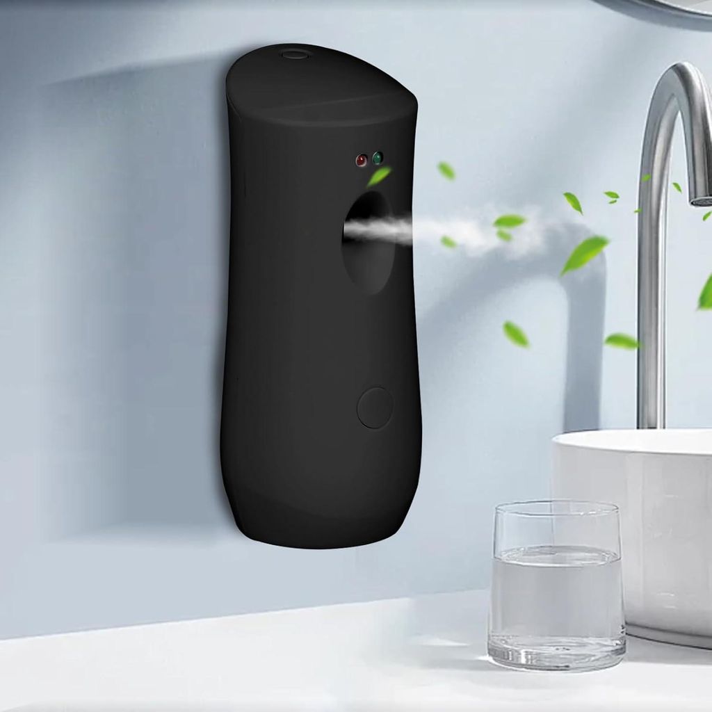 300ml automatischer Duftspender Wandmontage, Lufterfrischer Spray mit Timer 5/15/30 Min, batteriebetrieben, Raumduft für Bad WC Büro Hotel Schwarz