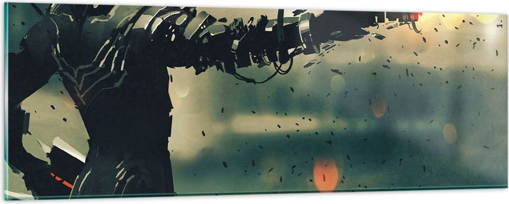 Bilder auf glas - Zukunft Waffe künstlerisch - 90x30cm - Glasbilder - Wandbilder - Kunstdruck - zum Aufhängen bereit - Wanddekoration aus Glas - ...