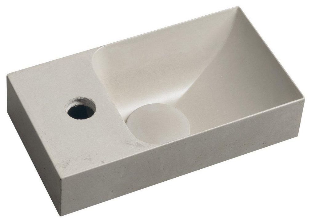 Sapho PICCOLINO Beton-Waschbecken 30,8x17cm, Wasserhähne linken, Sand matt