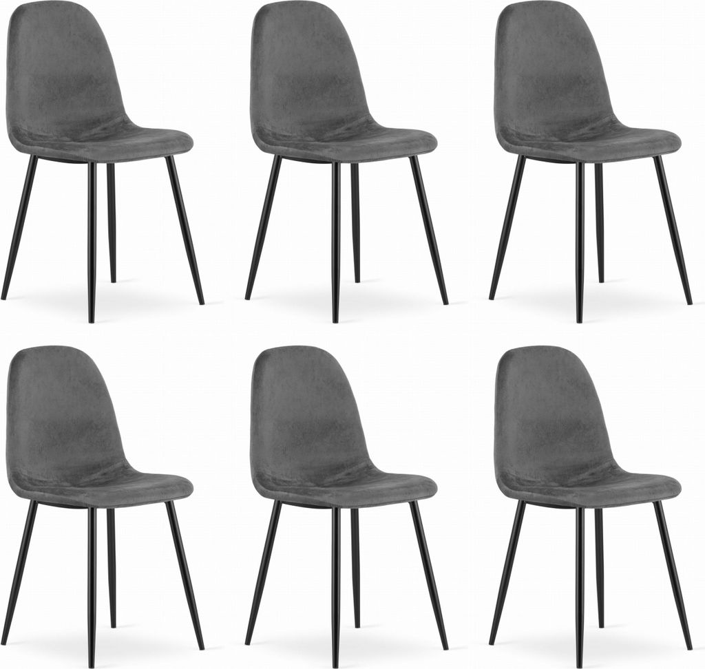 VERNAZZA dunkelgrauer Samtpolsterstuhl mit Armlehnen Metallbeine für Wohnzimmer, Arbeitszimmer, Schlafzimmer, 6 Stück, Maße 45x88x51 cm, Belastb...
