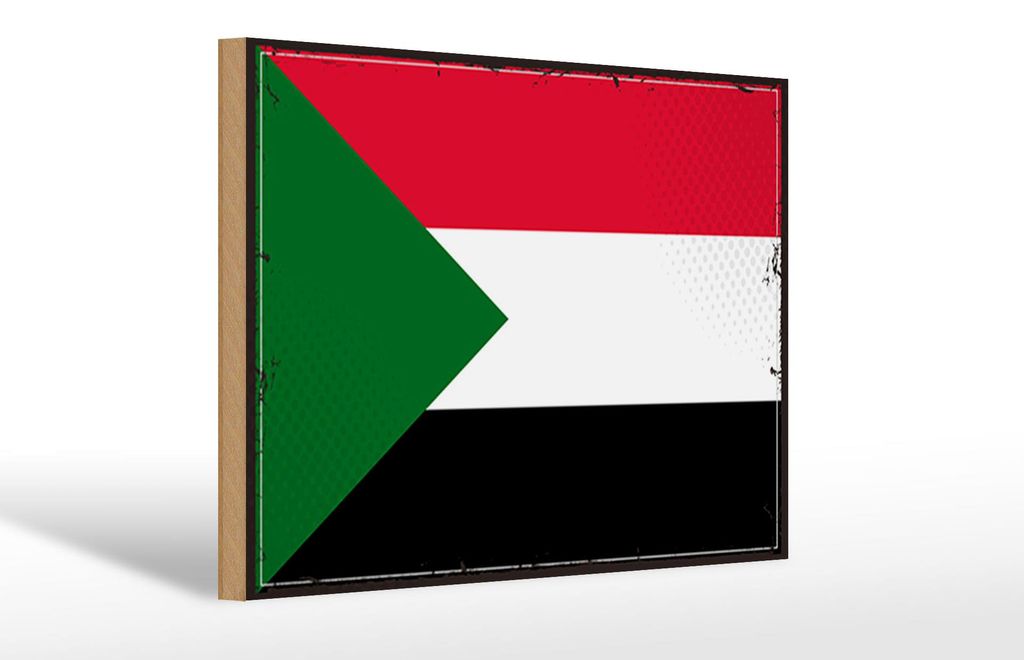 Holzschild Flagge Sudan 30x20cm Retro Flag of Sudan