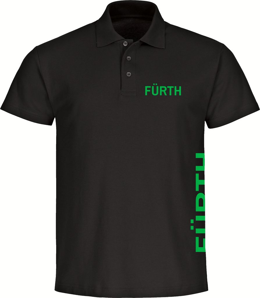 multifanshop Poloshirt - Fürth - Brust & Seite, schwarz, Größe XXL