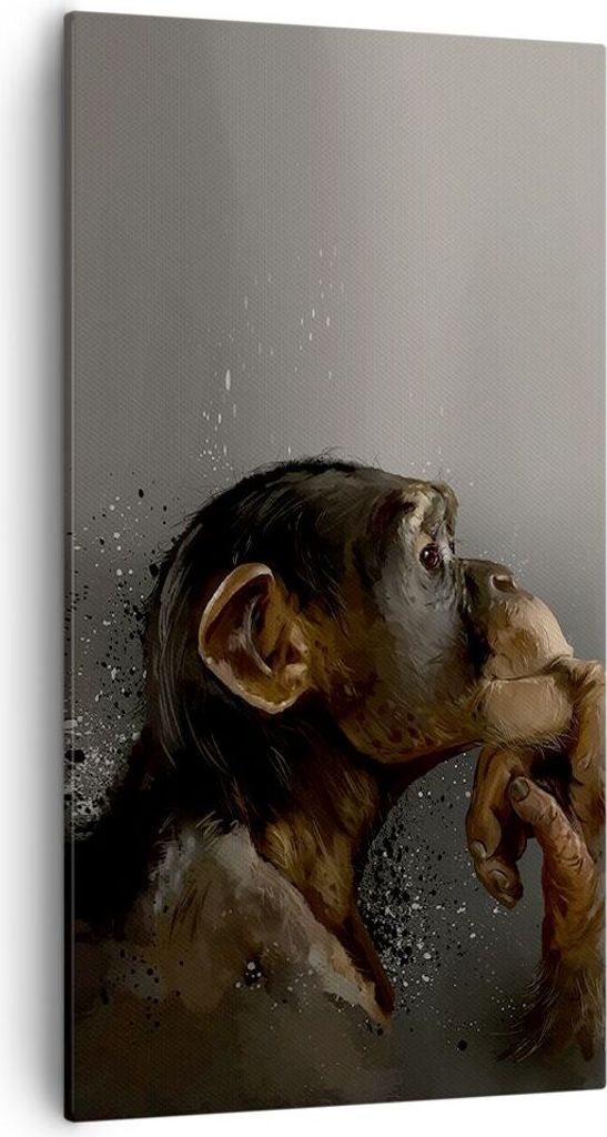 Bild auf Leinwand - Leinwandbild - Einteilig - Schimpanse Porträt Grafik - 55x100cm - Wand Bild - Wanddeko - Wandbilder - Leinwanddruck - Bilder -...