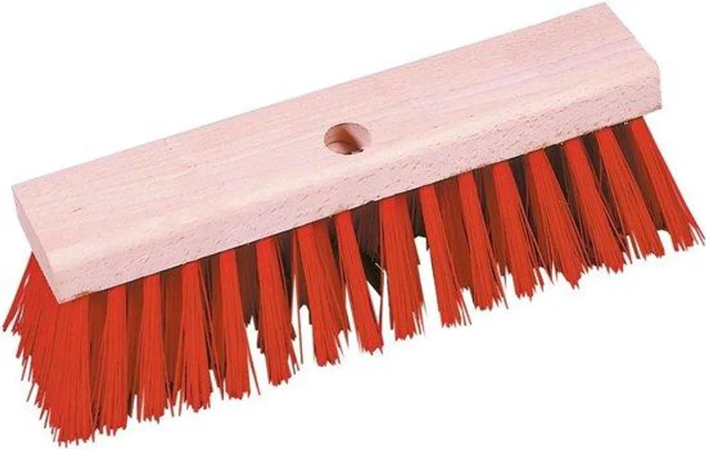 Balai de rue compact en Elaston rouge avec manche bois 42 cm - Polyvalent